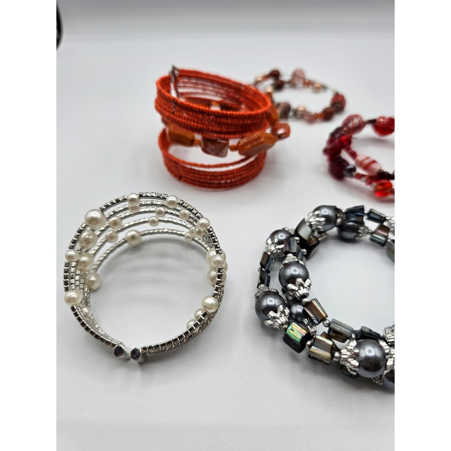 Set of 6 Seed Bead Adjustable Multi Strand Bracelets Colorful