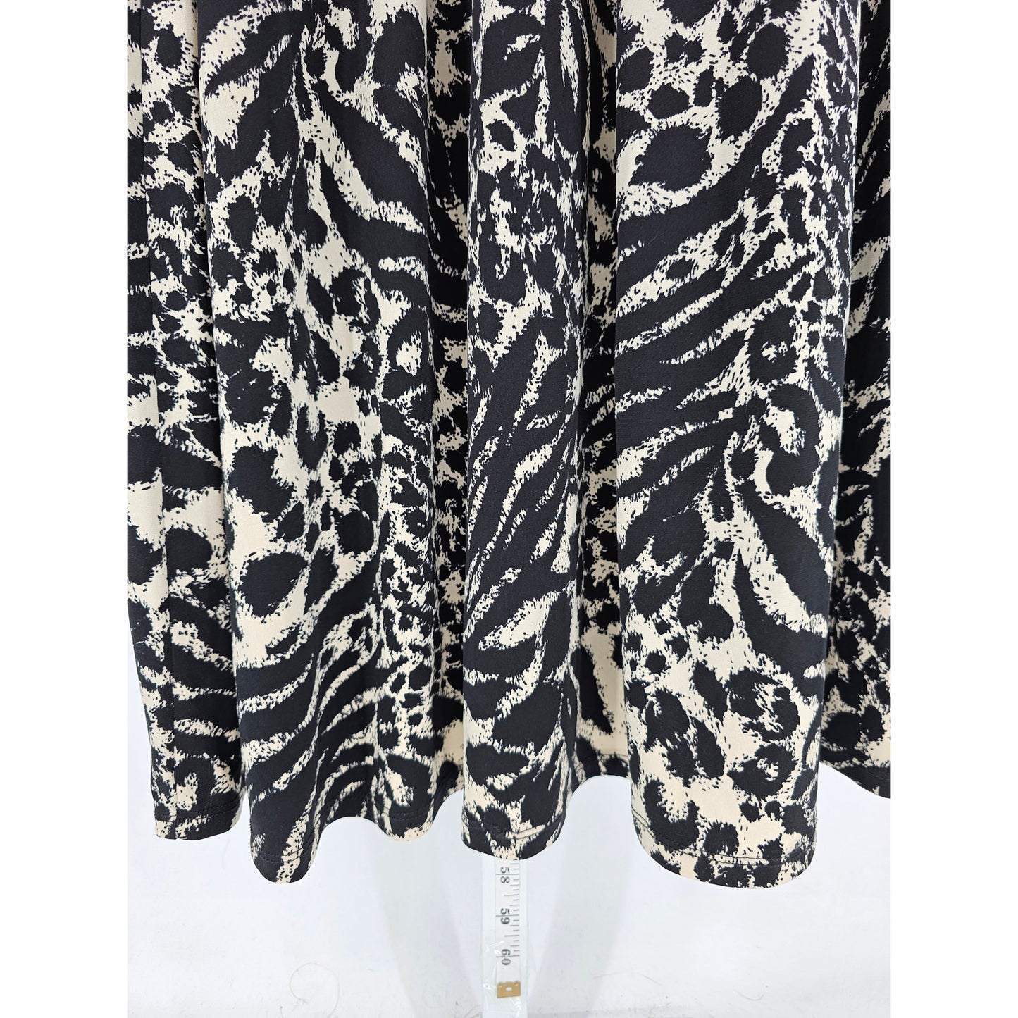 Susan Lawrence Womens Sz 2X Maxi Length Sleeveless Dress Black Beige Animal