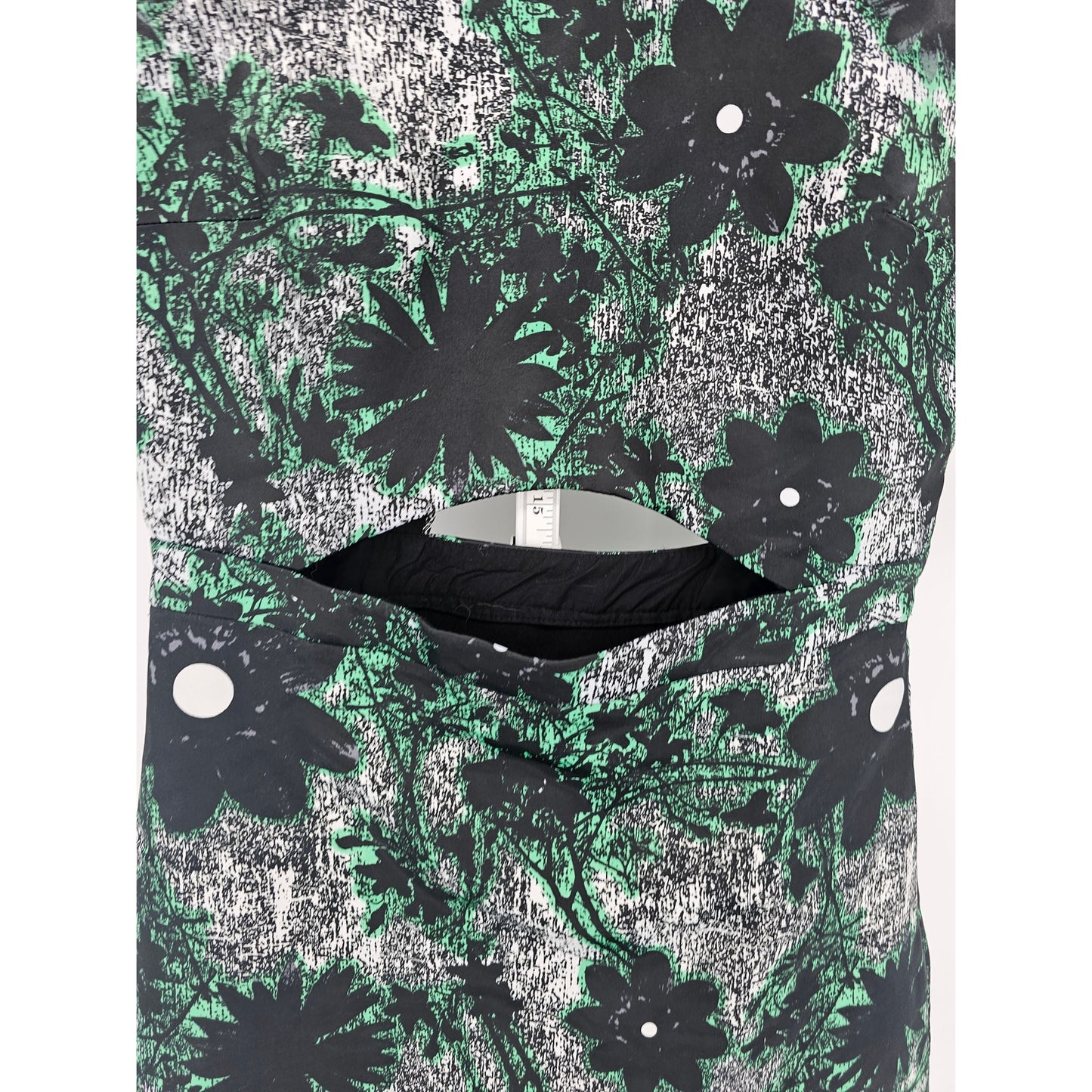 Topshop Womens Sz 8 Above Knee short Sleeve Dress w. Cutouts Green Black Floral