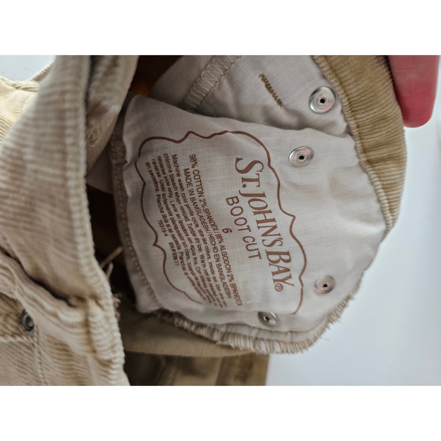 St Johns Bay Womens Sz 6 Classic Bootcut Corduroy Pants Beige Tan