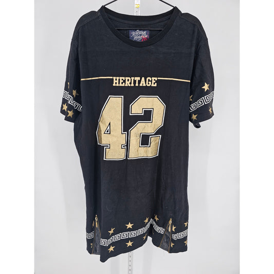 Heritage by America Womens Sz XXL Short Sleeve Knee Length Dress Black Gold