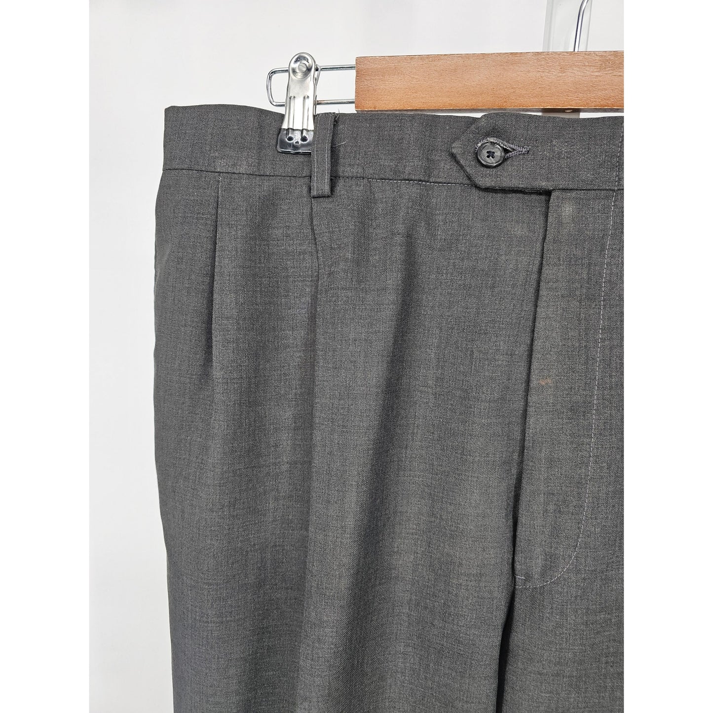 Vintage Austin Reed Mens Sz 38x32 Pleated Front Dress Pants Charcoal Gray