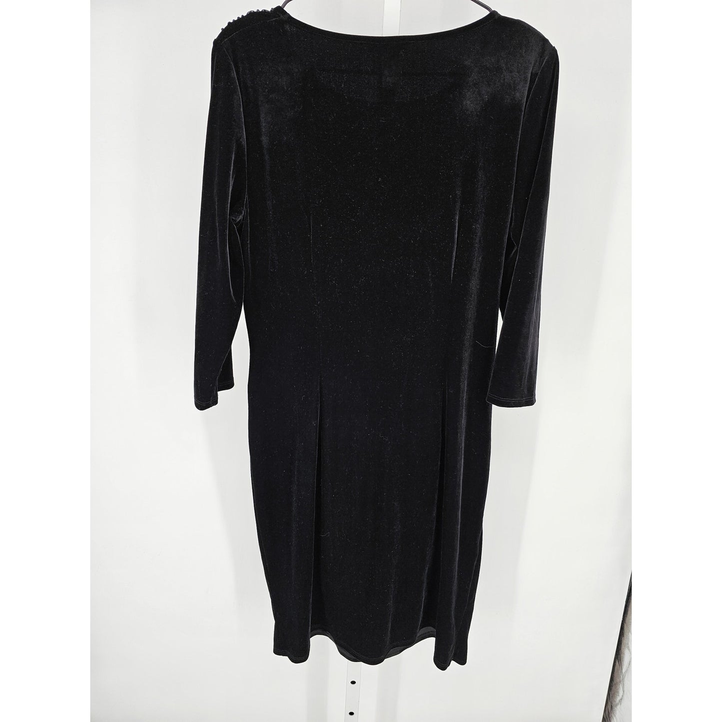 MSK Womens Sz 10 Long Sleeve Knee Length Formal Dress Black Velvet Beaded