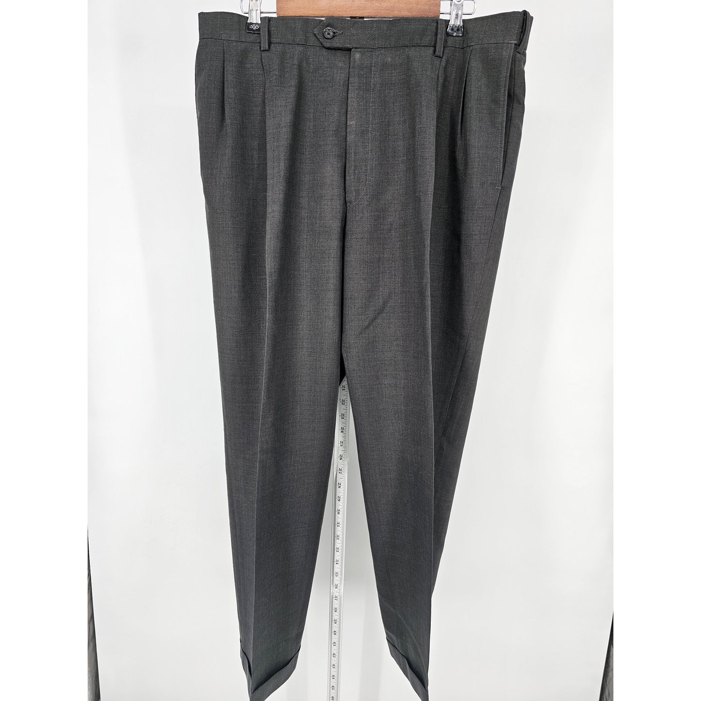 Vintage Austin Reed Mens Sz 38x32 Pleated Front Dress Pants Charcoal Gray