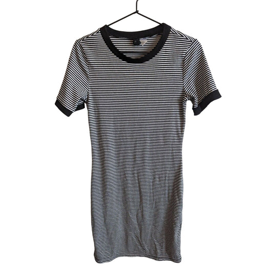 Divided by H7M Womens Sz 10 Black and White Ribbed Shirt Dress Striped
