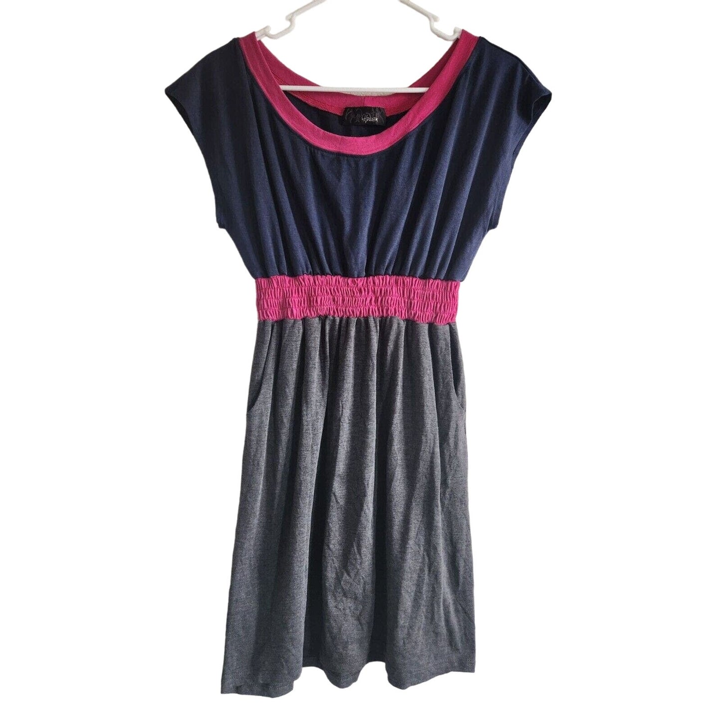 Hypnotik Womens Sz S Navy Gray and Pink Y2K Dress Above Knee