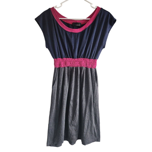 Hypnotik Womens Sz S Navy Gray and Pink Y2K Dress Above Knee