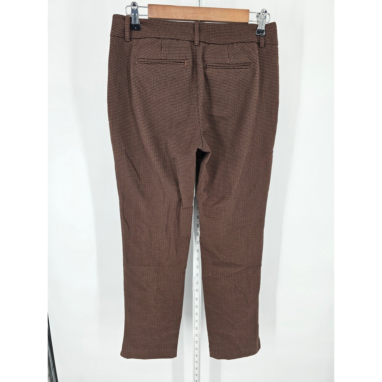A New Day Womens Sz 2 Slim Leg Dress Pants Black Brown Houndstooth