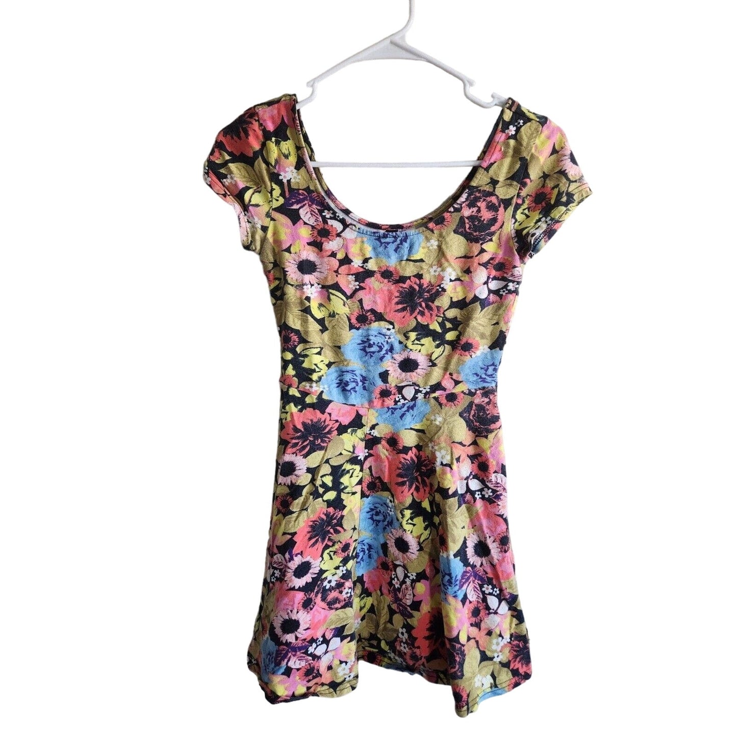 Divided by H7M Womens Sz 4 Mini Dress Bright Floral A Line Skater
