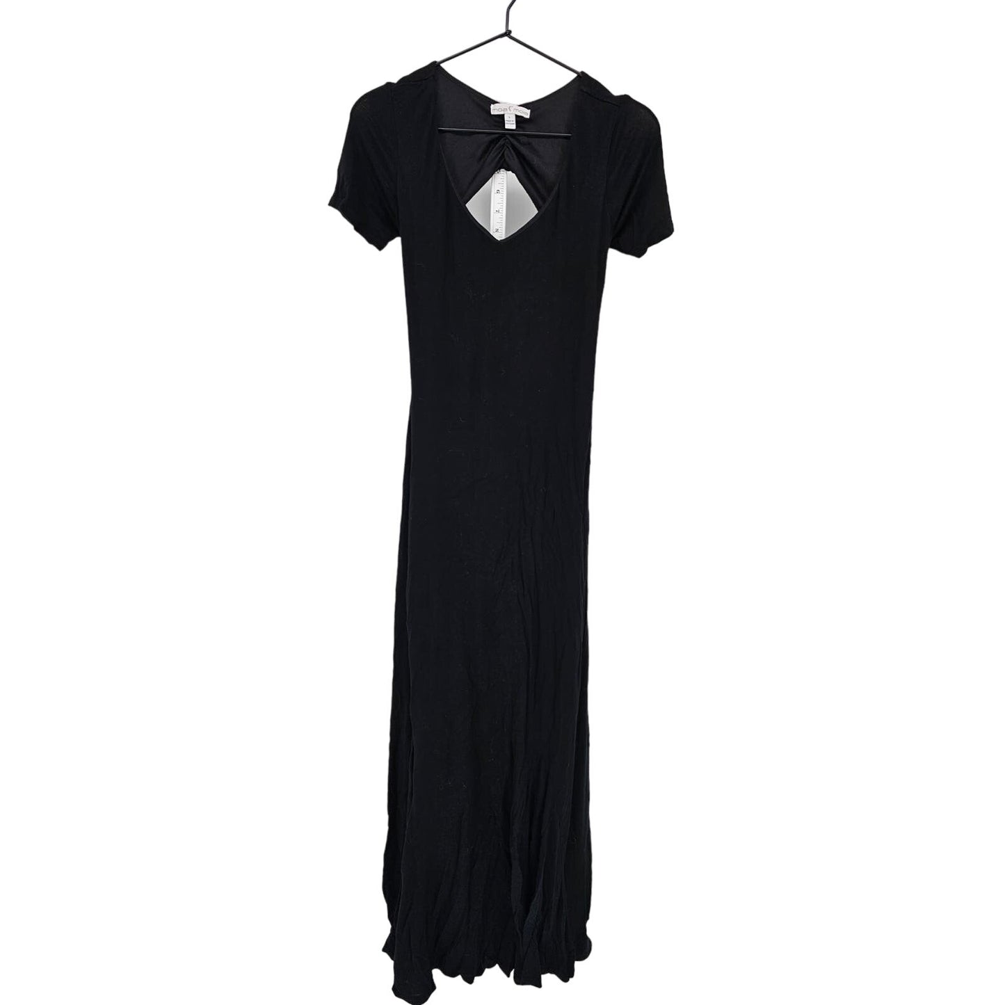 Moa Moa Womens Sz L Open Back Short Sleeve Maxi Dress Solid Black Vintage Y2K