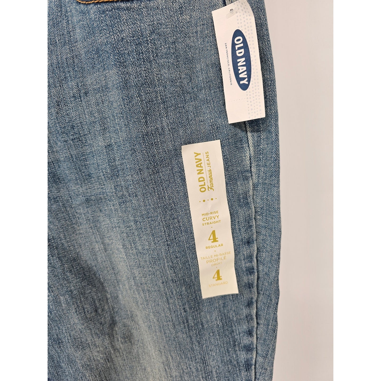 Old Navy Womens Sz 4 Mid Rise Curvy Straight Blue Jeans Medium Wash NEW