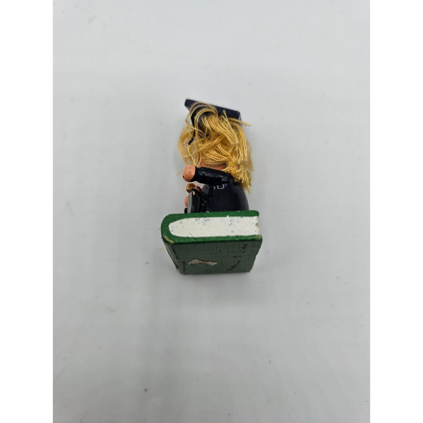 Vintage Miniature Wooden Wood Graduation Doll in Cap and Gown w/ Diploma