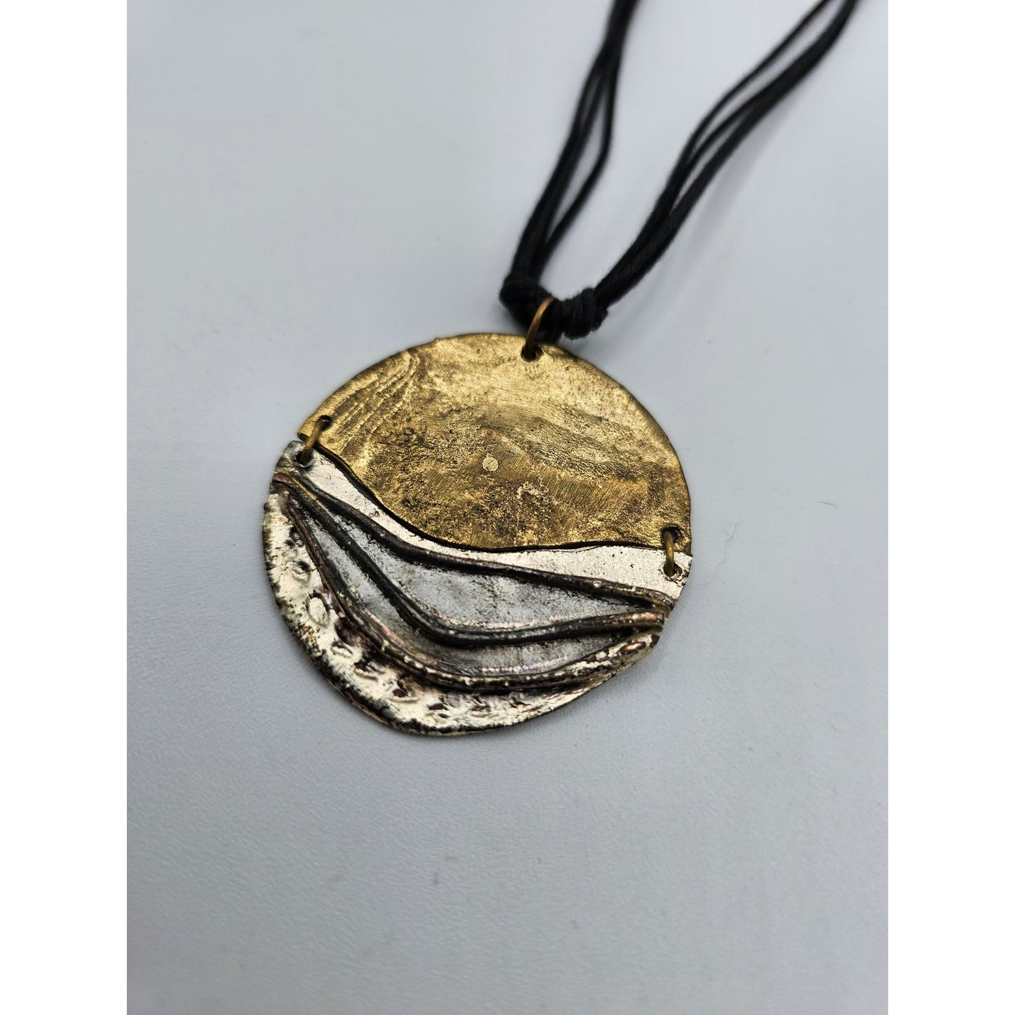 Vintage 1990s Rope Style Pendant Necklace Gold Silver Yin Yang Style