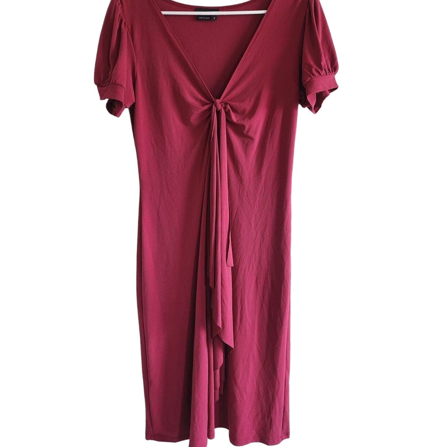 Max and Cleo Womens Sz M Maroon Midi Dress Knotted Front Vintage