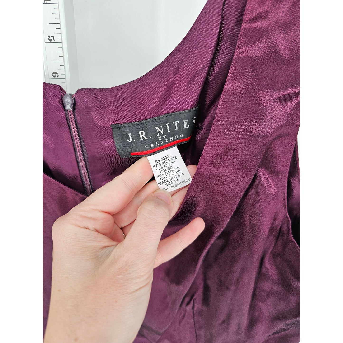 JR Nites by Caliendo Womens 14 Knee Length Formal Dress Plum Purple Sleeveless