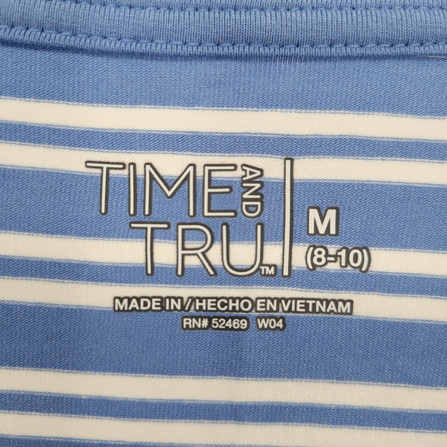 Time and Tru Womens Sz M Knee Length Shirt Dress Blue White Striped Sleeveless
