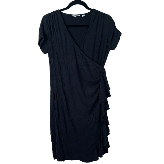 New York & Company Womens Sz S Black Faux Wrap Career Dress Short Sleeve