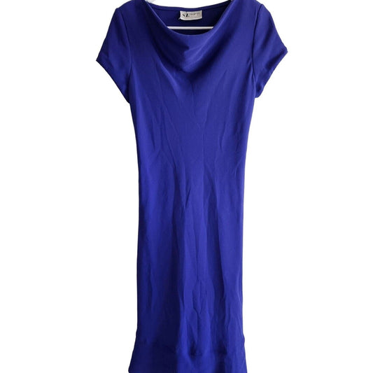 Vintage 1990s SL Fashions Womens Sz 8 Solid Purple Midi Dress Scoop Neck