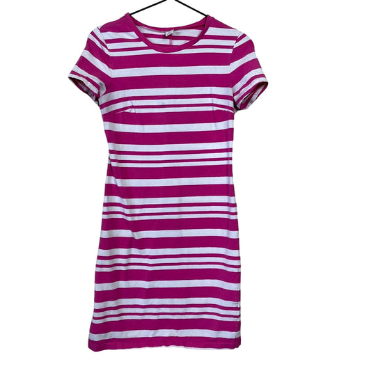 Old Navy Womens Sz XS Short Sleeve T Shirt Dress Pink White Striped
