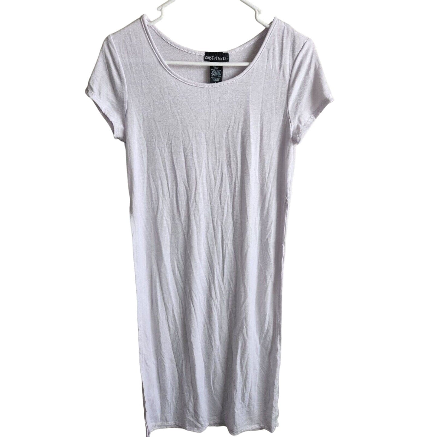 Kristin Nicole Womens Sz M Crewneck Midi Shirt Dress Solid White