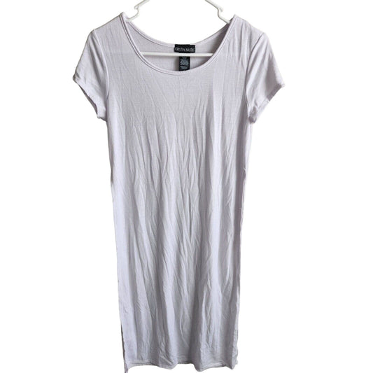 Kristin Nicole Womens Sz M Crewneck Midi Shirt Dress Solid White