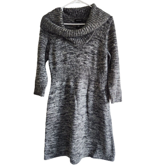 Spense Womens Sz L Wool Blend Cowl Neck Sweater Dress Gray Long Sleeve