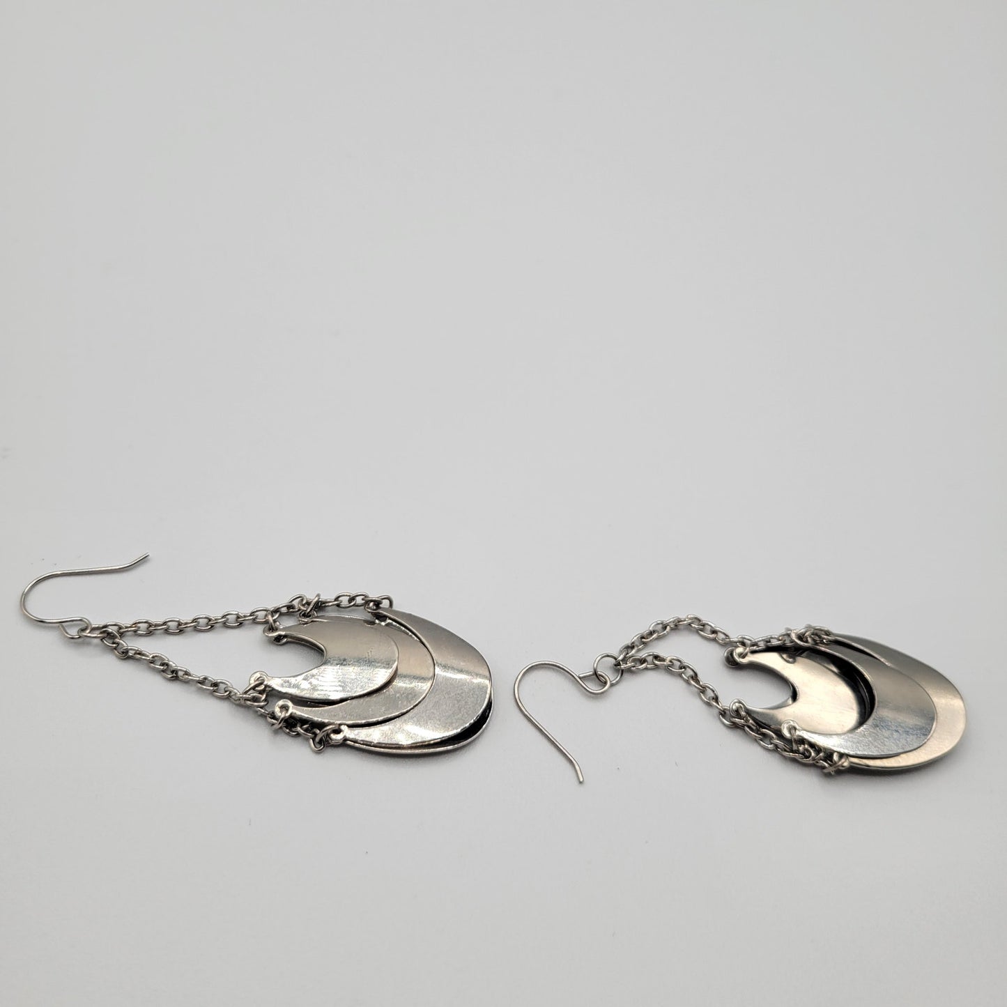 Vintage BARCS Silver TONE Amber Orange Glass CABOCHON Clip ON Earrings