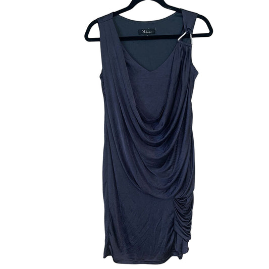 SI Fashions Womens Sz 6 Draped Little Black Dress Y2K 2000s