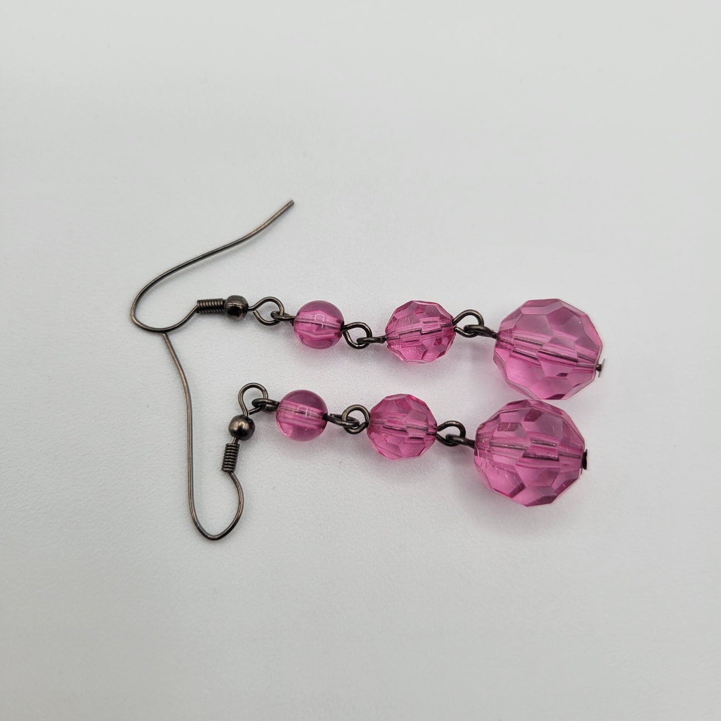 Vintage BARCS Silver TONE Amber Orange Glass CABOCHON Clip ON Earrings