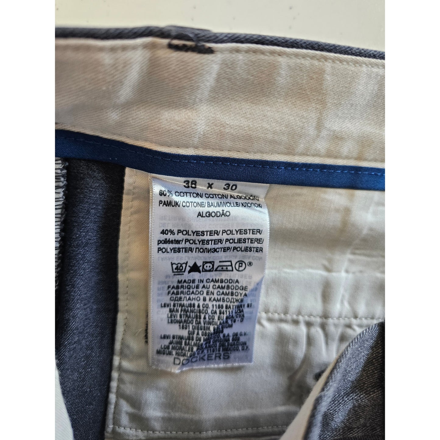 Dockers Classic Fit Mens Sz 38x30 Charcoal Gray Dress Pants Flat Front