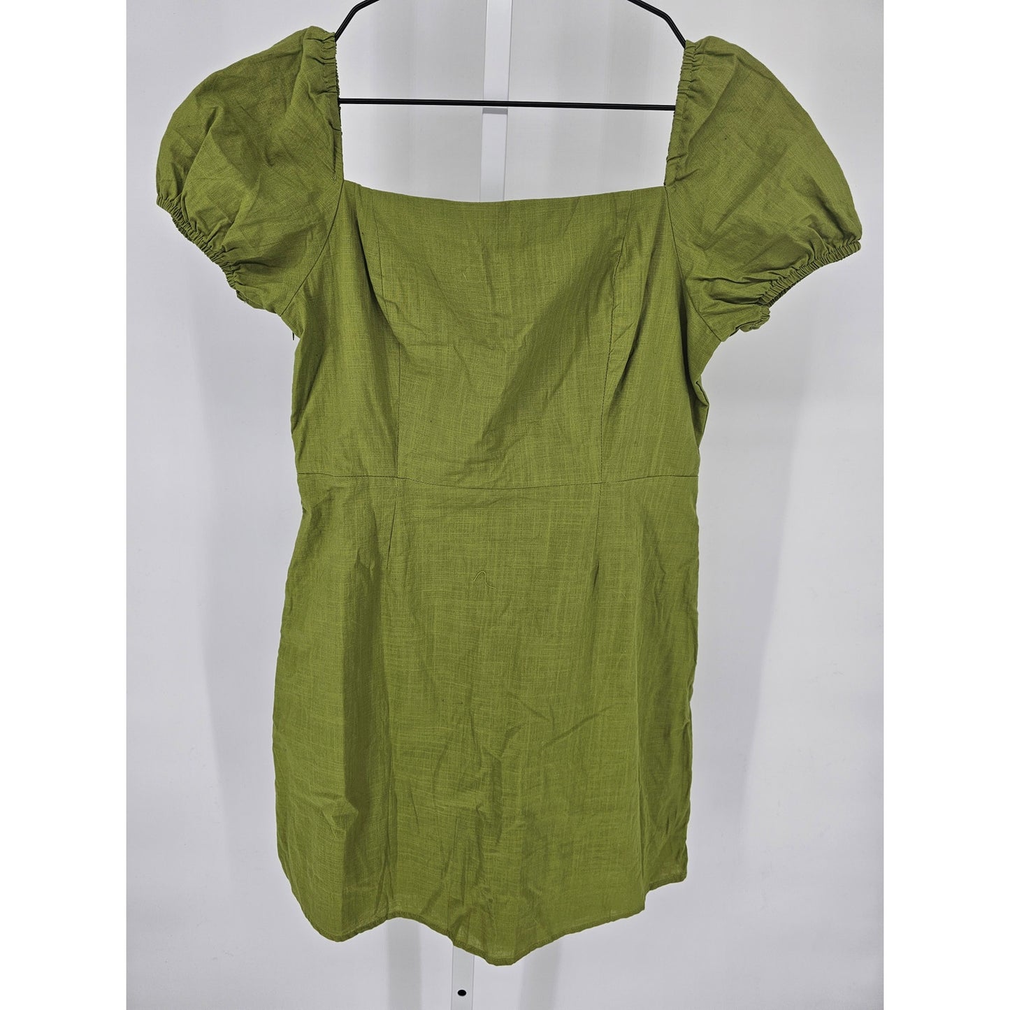 Shein womens Sz XL Mini Dress Pea Green Bubble Short Sleeve