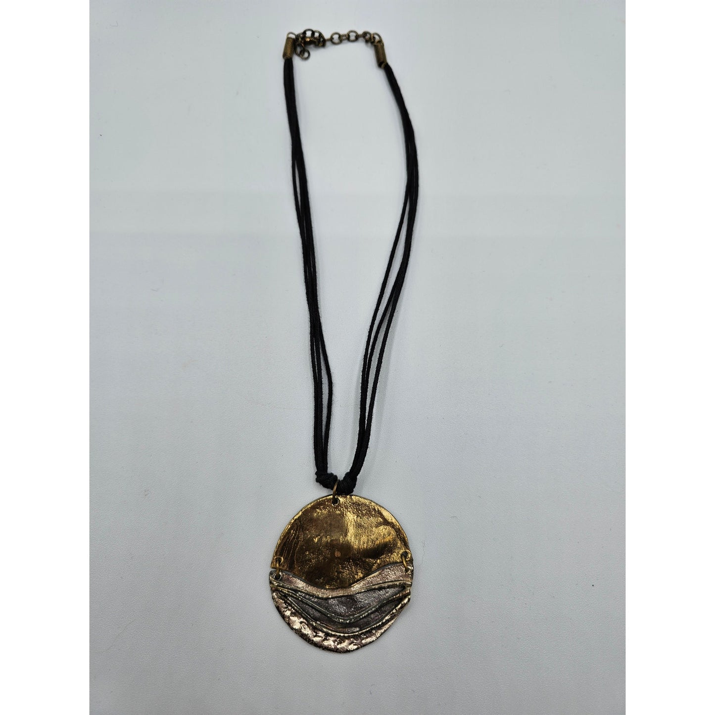 Vintage 1990s Rope Style Pendant Necklace Gold Silver Yin Yang Style