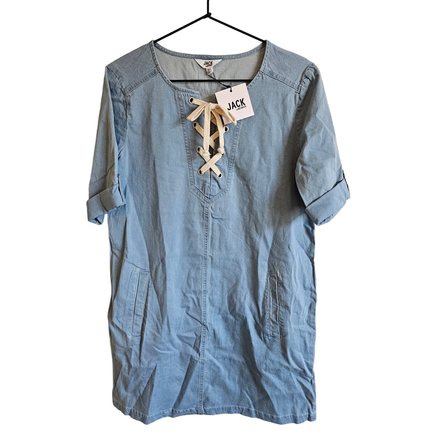 Jack by BB Dakota Womens Sz XS Washed Out Chambray Shirt Dress Blue NEW