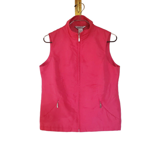Allison Daley Petite Womens 6P Bright Pink Zip Up Vest