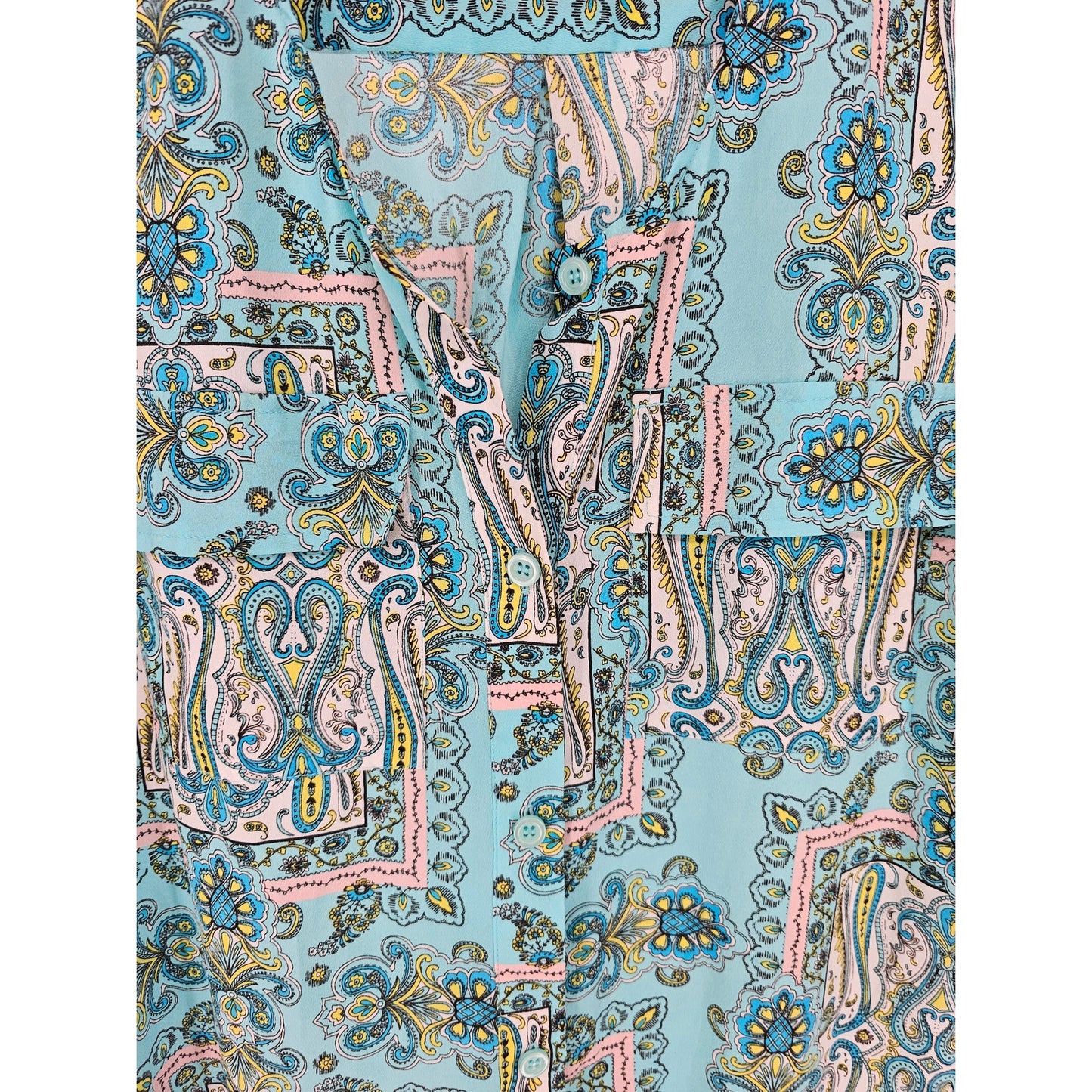 Victorias Secret Womens Sz S Belted Shirt Dress Blue Paisley Print Satin