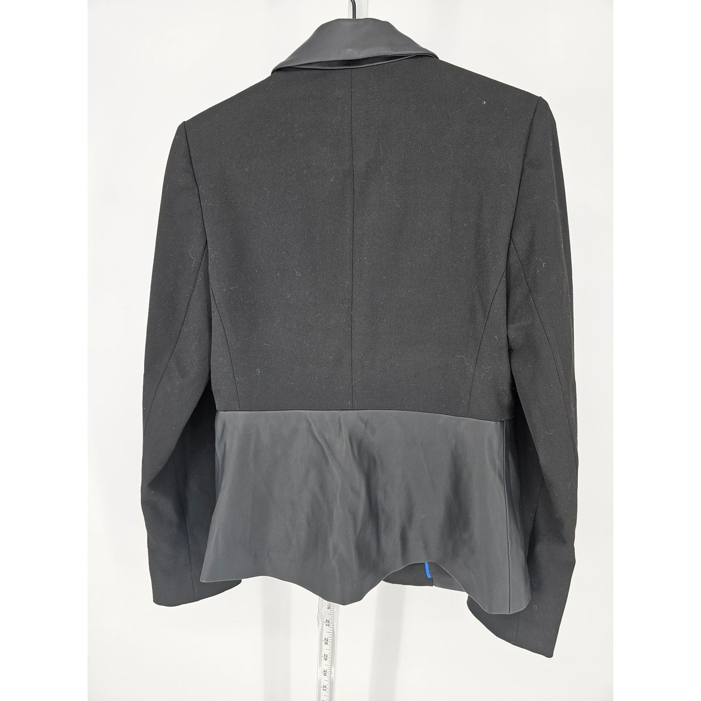 Exprss Womens Sz 6 Single Button Suit Jacket Blazer Black Faux Leather Trim