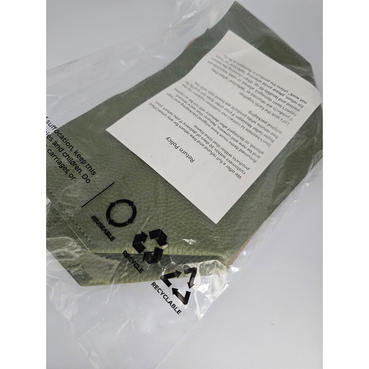 Oletha Leather Square Tissue Cover Avocado Green NEW