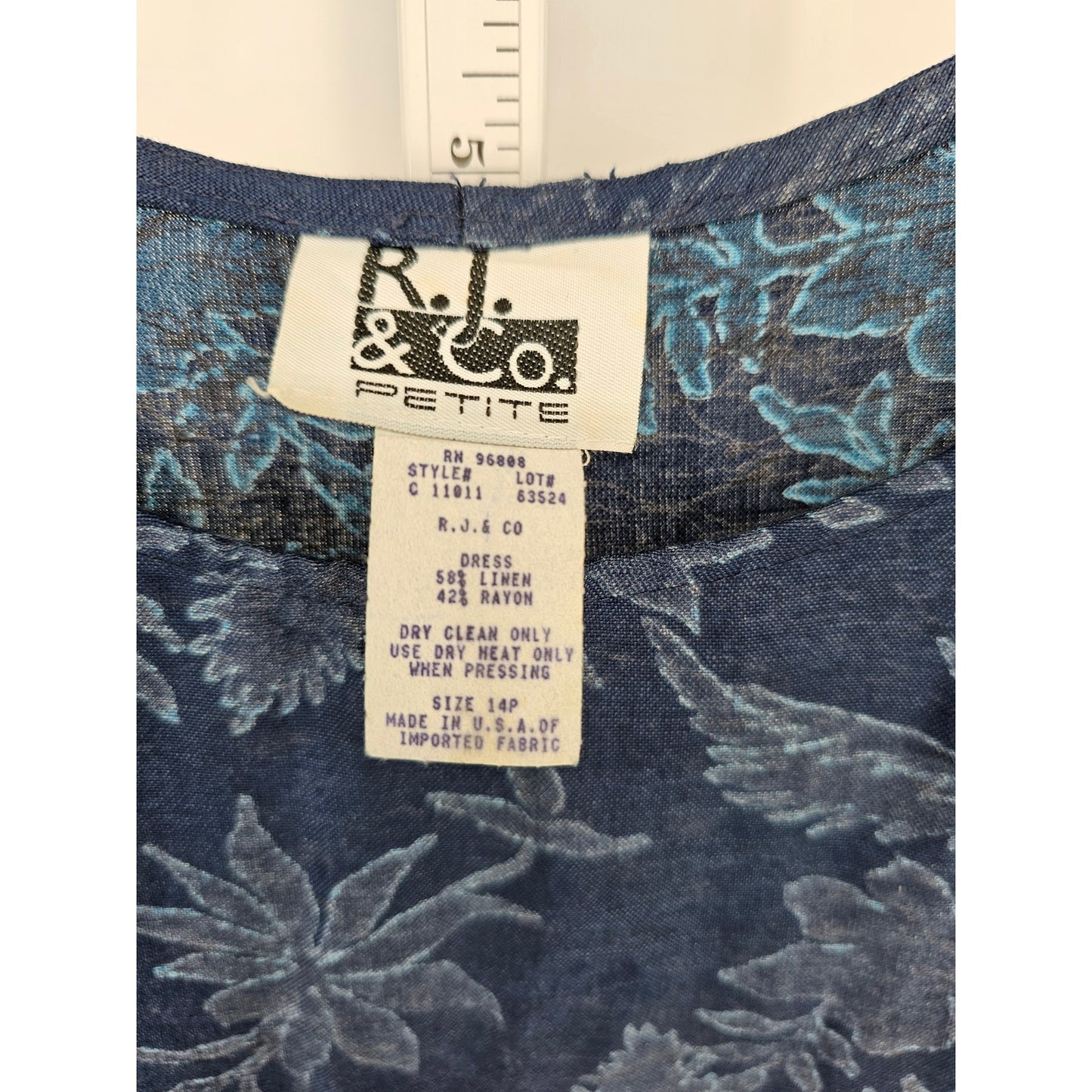 Vintage RJ & Co Womens Sz 14P Petite Maxi Length Hawaiian Floral Dress Linen