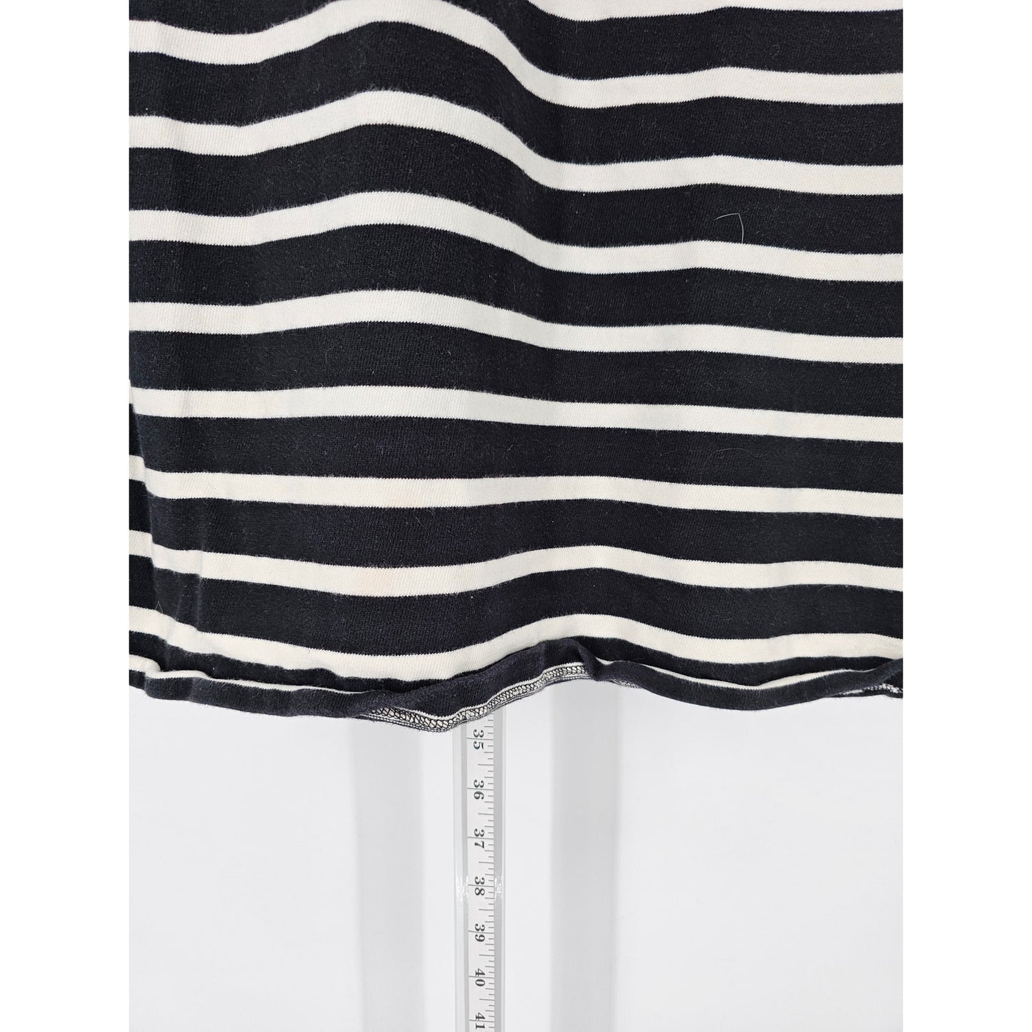 Old Navy Womens Sz S Knee Length Long Sleeve Shirt Dress Black White Striped