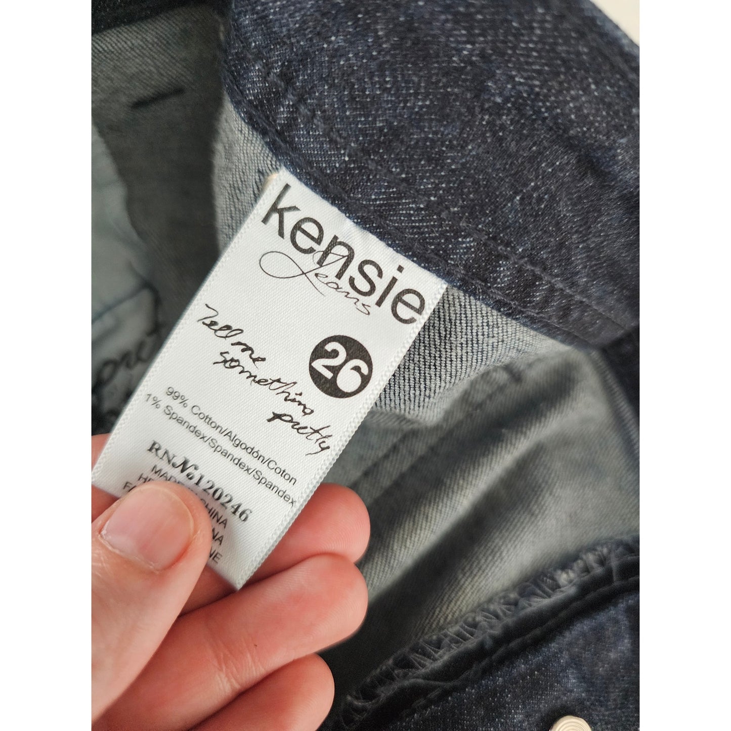 Kensie Jeans Womens Sz 26 Button Front Dark Wash Denim Blue Jean Skirt