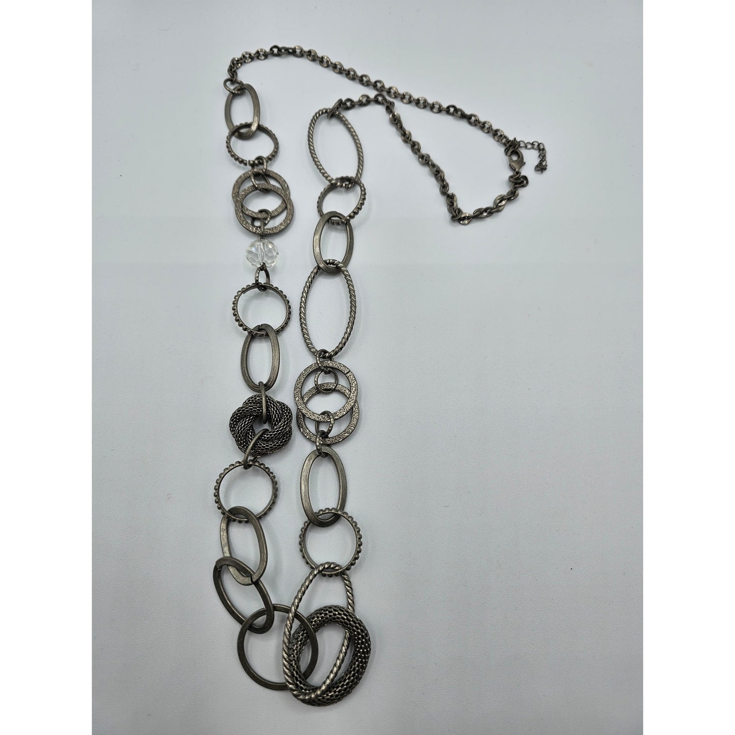 Vintage 1990s Long Single Strand Chain Necklace Silver Tone