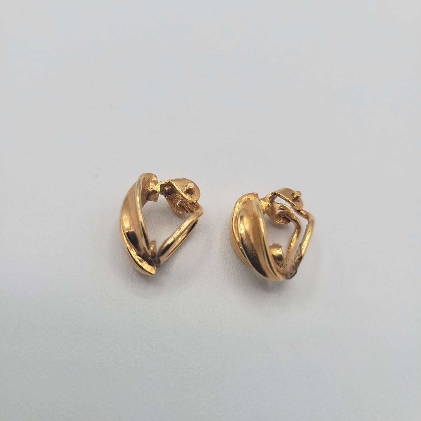 Vintage BARCS Silver TONE Amber Orange Glass CABOCHON Clip ON Earrings