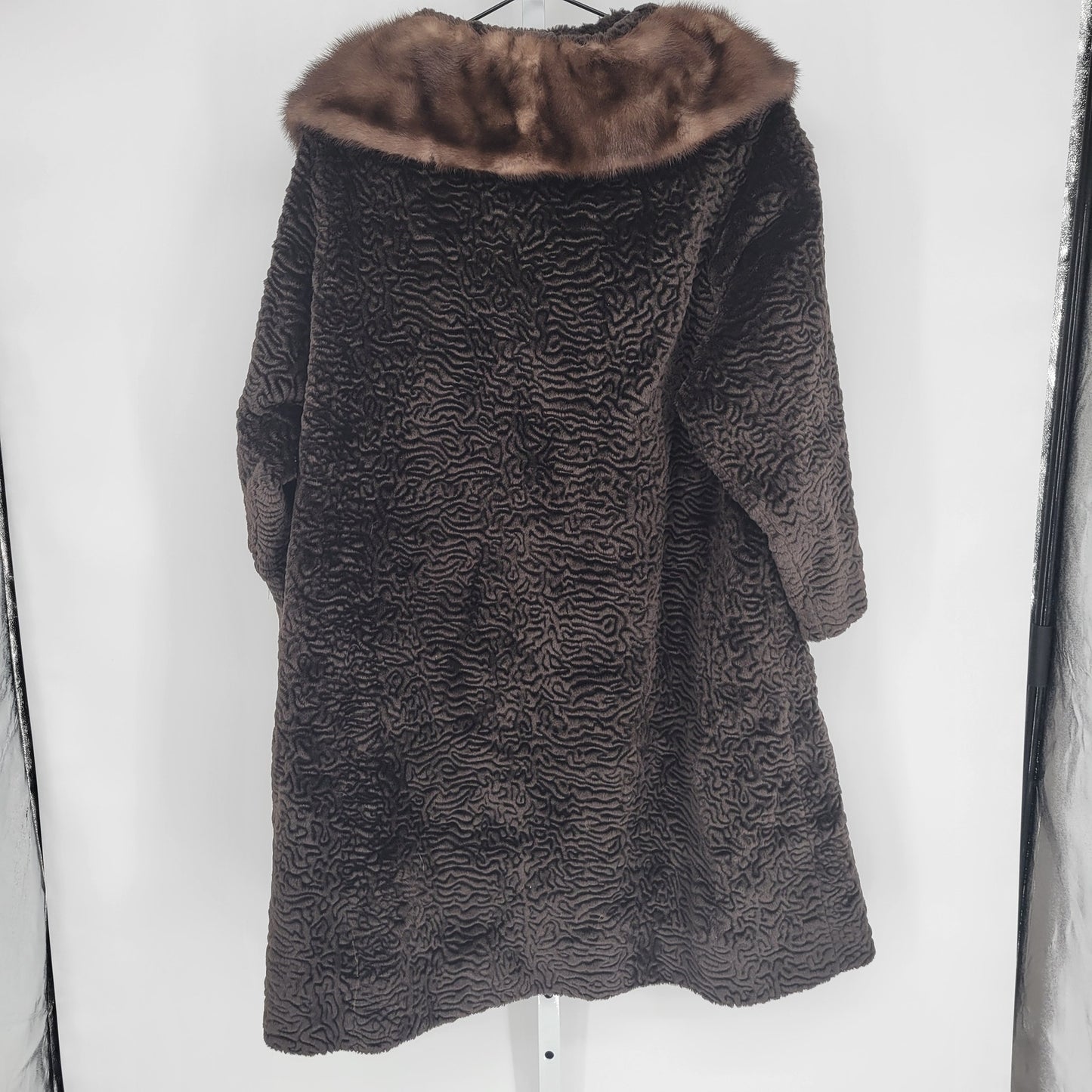 Stix, Baer, & Fuller Women Brown Custom Vintage 1960s Fur Coat Knee Length