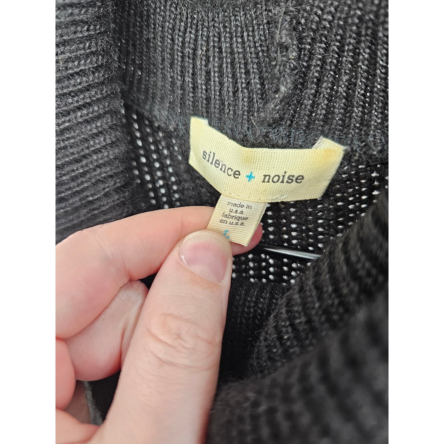 Silence + Noise Womens Sz L Midi Sweater Dress Black Cowl Neck w/ Pockets