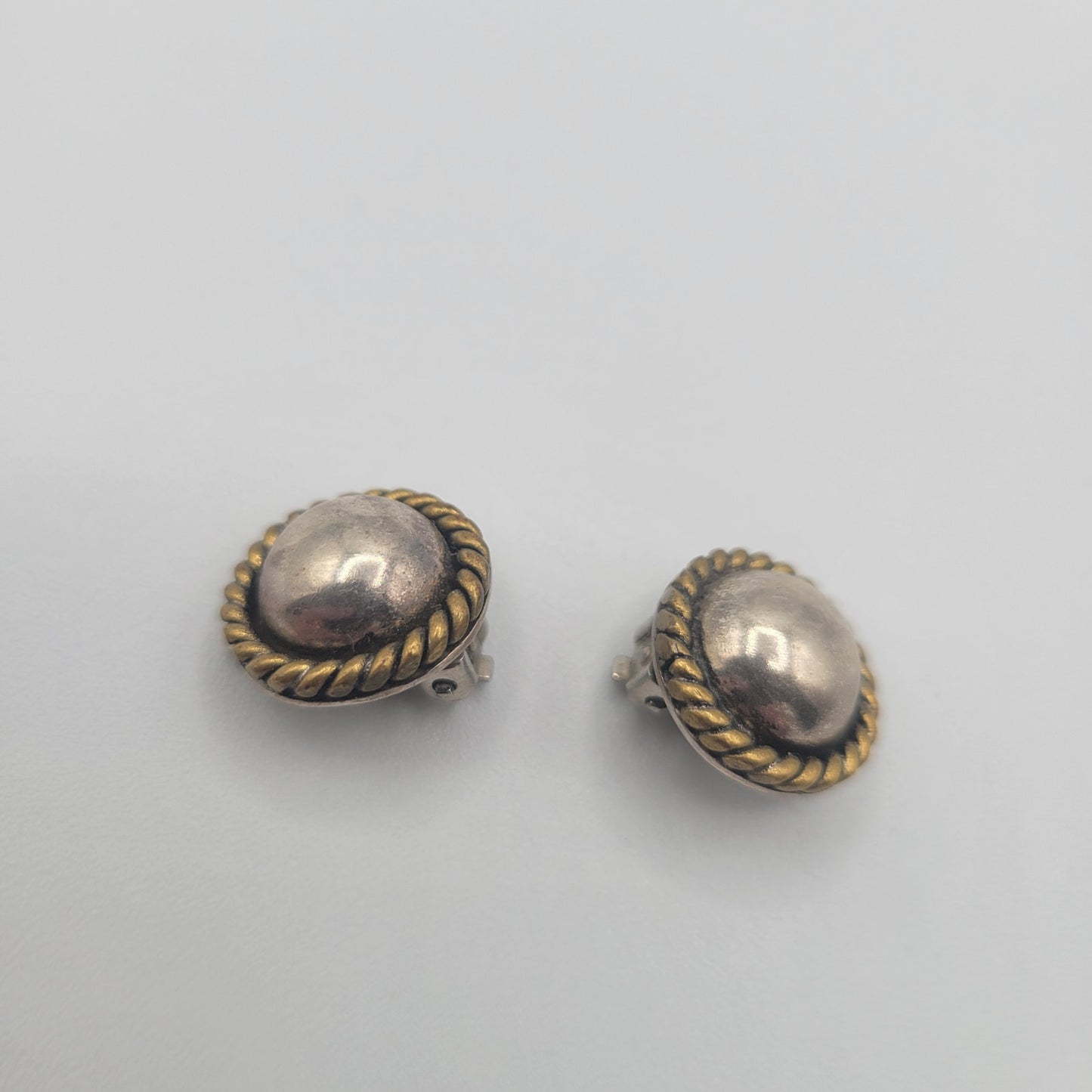 Vintage BARCS Silver TONE Amber Orange Glass CABOCHON Clip ON Earrings