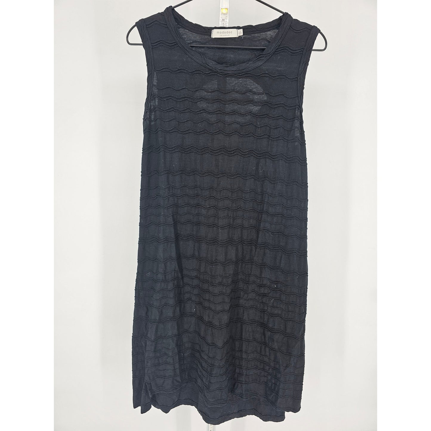 Mododoc Womens Sz S Sleeveless Knee Length Black Dress Textured Los Angeles