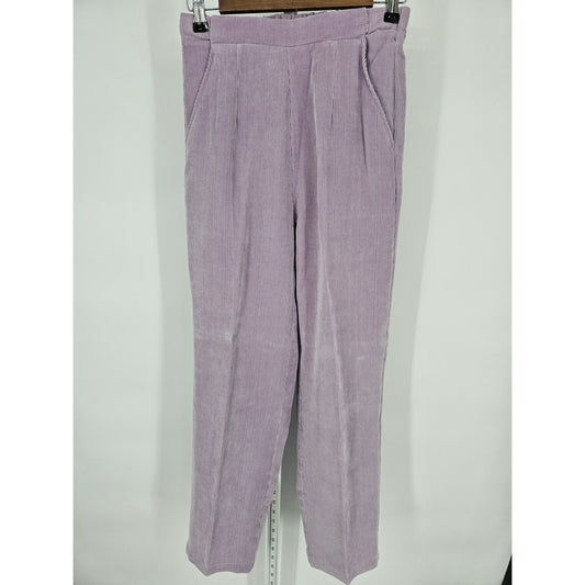 Vintage Haband Womens Sz 8 High Waist Pull On Corduroy Pants Light Purple