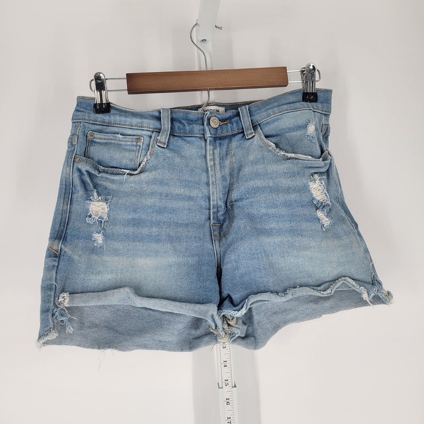 Kensie Jeans Womens Sz 4 High Rise Distressed Blue Jean Shorts