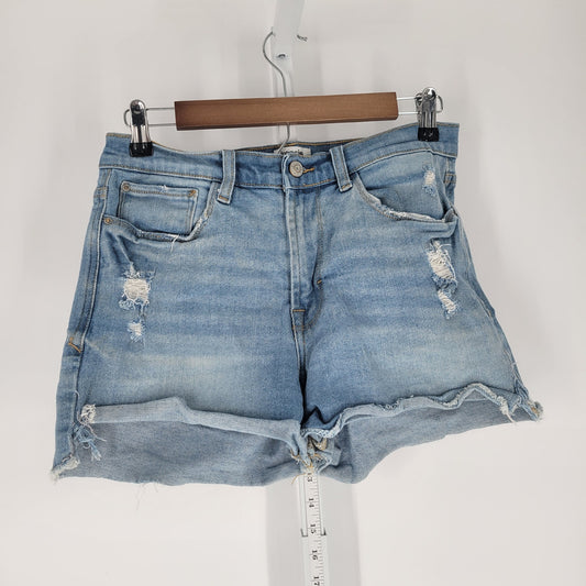 Kensie Jeans Womens Sz 4 High Rise Distressed Blue Jean Shorts