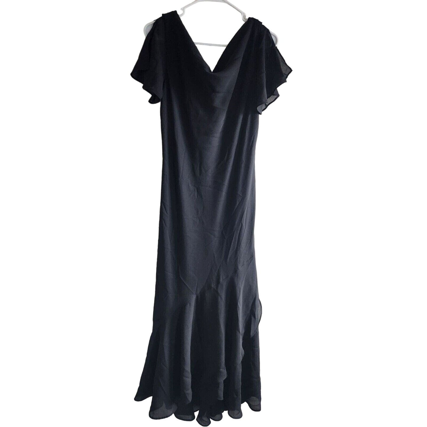 Vintage 1990s Worthington Womens Sz 8 Maxi Dress Formal Black Tiered